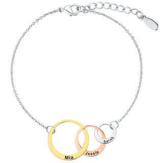 Tricolor Engraved Generations Interlocking Circles Bracelet