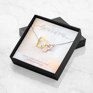 Tricolor Engraved Generations Interlocking Hearts Necklace