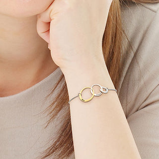 Tricolor Engraved Generations Interlocking Hearts Bracelet