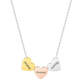 Tricolor Petite Engraved Generations Heart Necklace