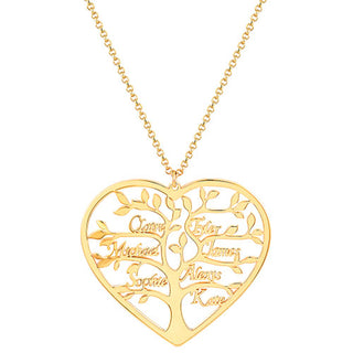 Heart Family Tree Name Necklace