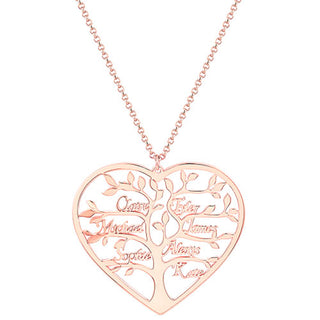 Heart Family Tree Name Necklace