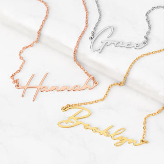 Sterling Silver Handwritten Script Name Necklace