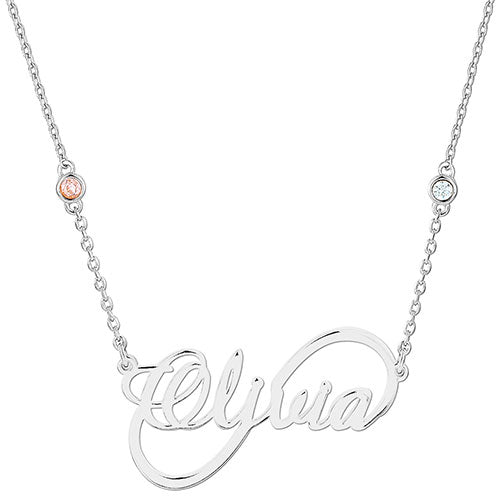 Infinity Birthstone Name Necklace – Limoges Jewelry