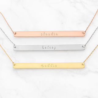 Sterling Silver Long Bar Name Necklace