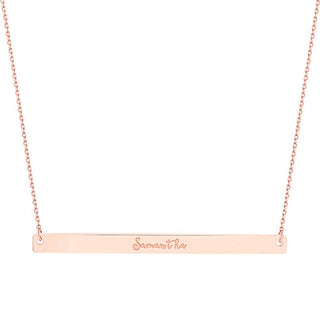 Sterling Silver Long Bar Name Necklace