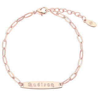 Sterling Silver Engraved Bar Paper Clip Chain Bracelet