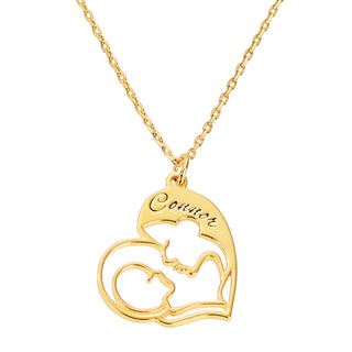Personalized Mother and Child Heart Necklace