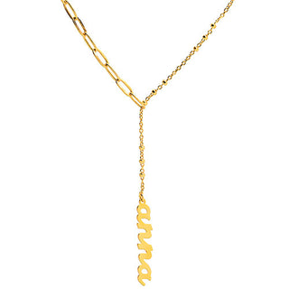 Lowercase Script Mixed Chain Adjustable Y-Necklace