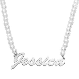 Hollywood Script Name Glass Pearl Necklace
