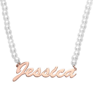 Hollywood Script Name Glass Pearl Necklace