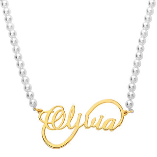 Script Name Infinity Shell Pearl Necklace