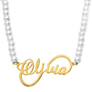 Script Name Infinity Glass Pearl Necklace