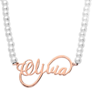 Script Name Infinity Glass Pearl Necklace