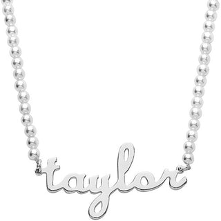 Lowercase Script Name Shell Pearl Necklace