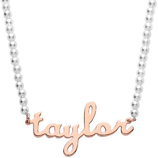 Lowercase Script Name Shell Pearl Necklace