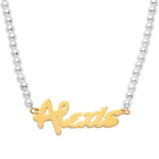 Bold Script Name Shell Pearl Necklace