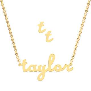 Lowercase Script Name Necklace and Initial Earring Set