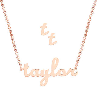 Lowercase Script Name Necklace and Initial Earring Set