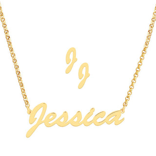 Hollywood Script Name Necklace and Initial Earring Set