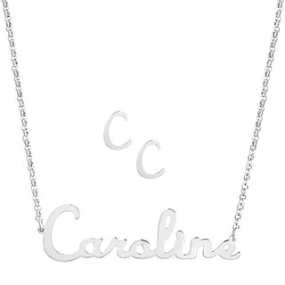 Script Name Necklace and Initial Earring Set