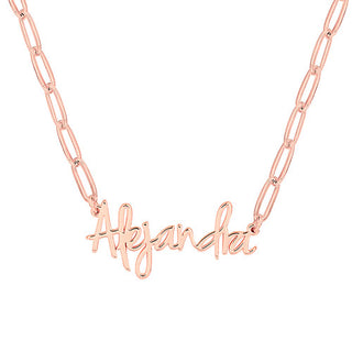 Plated Petite Script Name Paperclip Chain Necklace