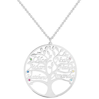Name and Birthstone Family Tree Necklace