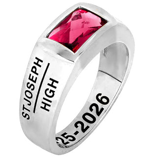 Men's Silver Checkerboard Birthstone Freestyle Class Ring