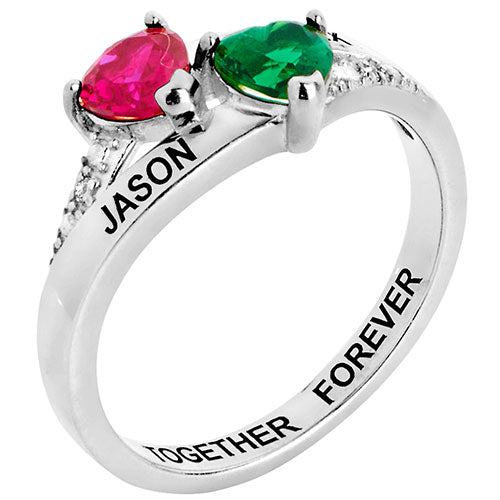 Aug Birthstone Promise Ring - Olivine Crystal, 18K Gold Plated Sterling Silver, Heart Eternity Band For Her