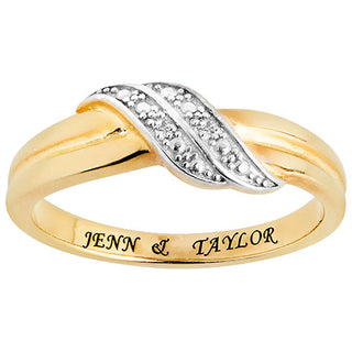 14K Gold over Sterling Couple's Wave Diamond Accent Ring