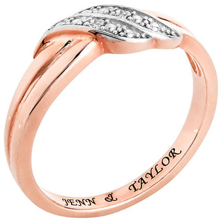14K Rose Gold over Sterling Couple's Wave Diamond Accent Ring