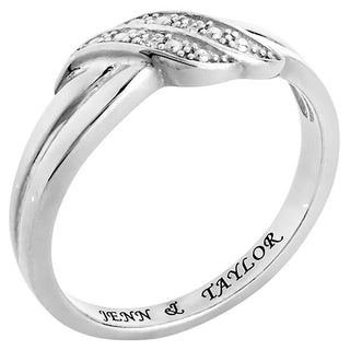 Silver Plated Couple's Wave Diamond Accent Ring