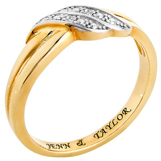 14K Gold Plated Couple's Wave Diamond Accent Ring