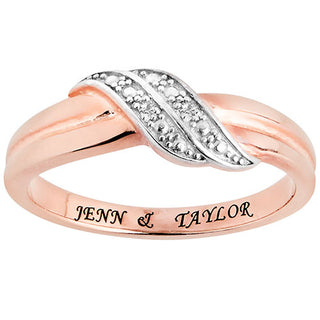 14K Rose Gold Plated Couple's Wave Diamond Accent Ring