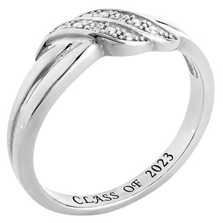 Sterling Silver Double Wave Diamond Accent Class Ring