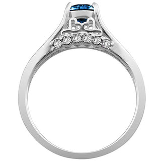 Silver Plated Simulated Sapphire and Clear Crystal Ring