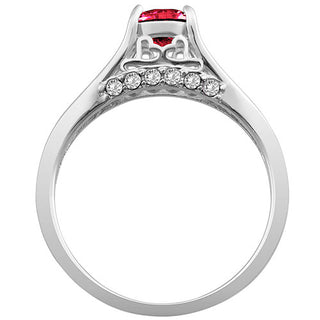 Silver Plated Simulated Ruby and Clear Crystal Ring