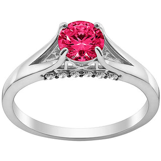 Silver Plated Simulated Ruby and Clear Crystal Ring