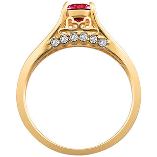 14K Gold Plated Simulated Ruby and Clear Crystal Ring