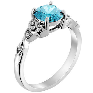 Silver Plated Simulated Blue Topaz and Clear Crystal Trinity Knot Ring