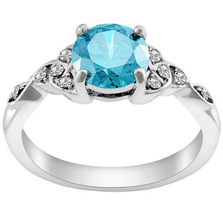 Silver Plated Simulated Blue Topaz and Clear Crystal Trinity Knot Ring