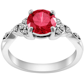 Silver Plated Simulated Ruby and Clear Crystal Trinity Knot Ring