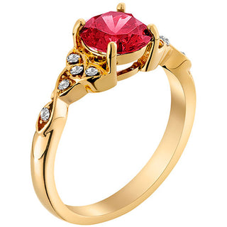 14K Gold Plated Simulated Ruby and Clear Crystal Trinity Knot Ring