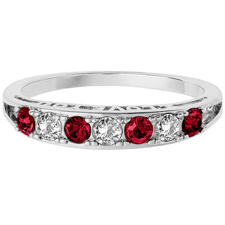 Silver Plated I LOVE YOU Simulated Garnet and Clear Crystal Ring
