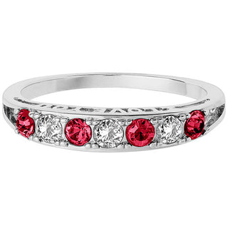 Silver Plated I LOVE YOU Simulated Ruby and Clear Crystal Ring