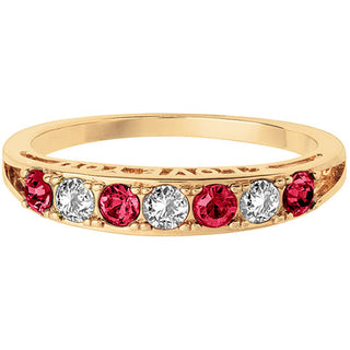 14K Gold Plated I LOVE YOU Simulated Ruby and Clear Crystal Ring