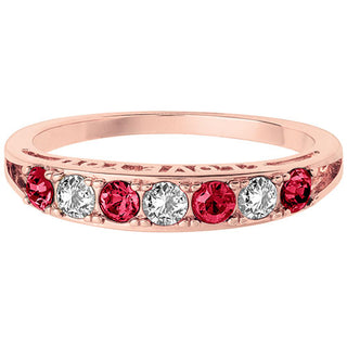 14K Rose Gold Plated I LOVE YOU Simulated Ruby and Clear Crystal Ring