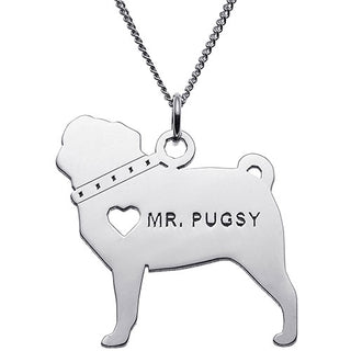 Silver Plated Pug Silhouette Necklace