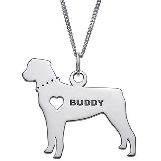Silver Plated Rottweiler Silhouette Necklace