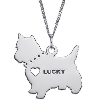 Silver Plated Yorkie Dog Silhouette Necklace